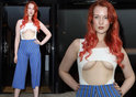 Model Victoria Clay's underboob refuses to be contained in completely frontless outfit